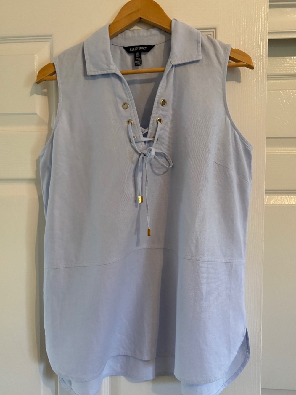 Ellen Tracy Lace Up Sleeveless Blouse